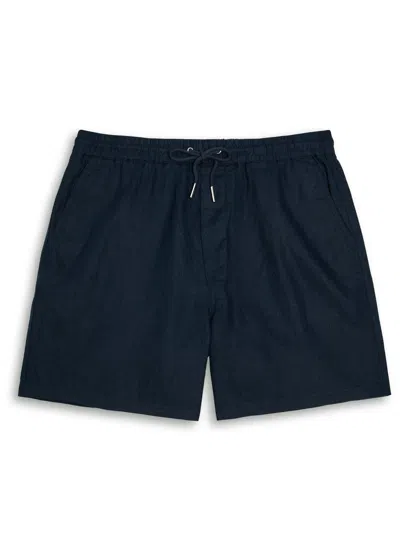 Nn07 Gregor Drawstring Linen Shorts 6.25 Navy Blue In Blue