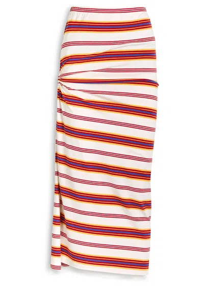 Rabanne Embellished Striped Stretch-jersey Maxi Skirt In Multi