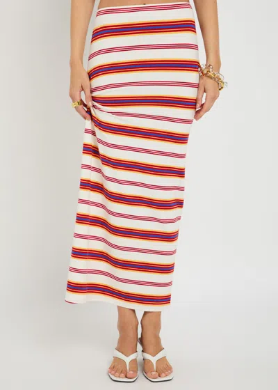Rabanne Embellished Striped Stretch-jersey Maxi Skirt In Multi