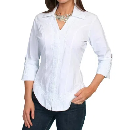 Scully Lace Front Blouse In White In White