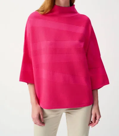 Joseph Ribkoff Mock Neck Three Quarter Sleeve Sweater In Geranium In Pink