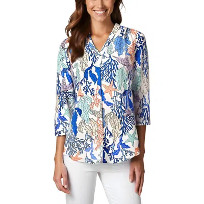 Jones New York Womens Printed Chiffon Tunic Top In Multi