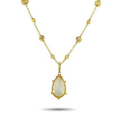 Judith Ripka 18k Yellow Gold 0.65ct Diamond And Citrine Necklace Jr39-052825 In Gold