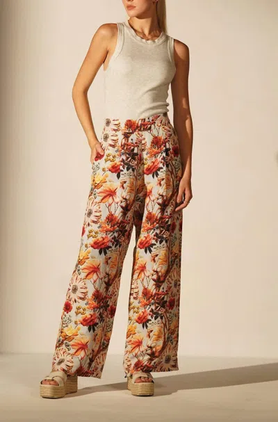 Ranna Gill Lena Wide Leg Pants In Ivory Multi