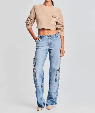 Ser.o.ya Mid Cropped Devin Sweater In Tan In Neutral