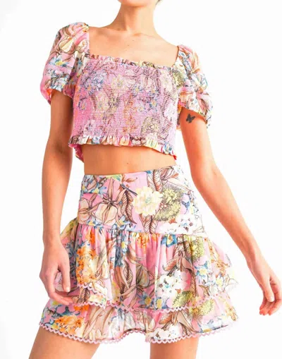 Reset By Jane Floral Skirt In Pink Floral In Multi