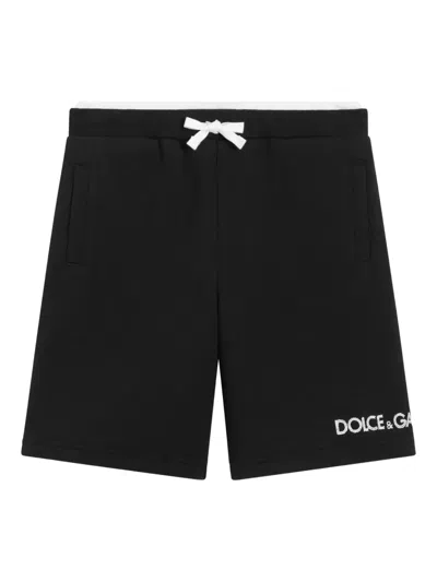 Dolce & Gabbana Logo-embroidered Track Shorts In Black