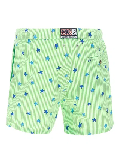 Mc2 Saint Barth Striped Star-pattern Swim Shorts In Green