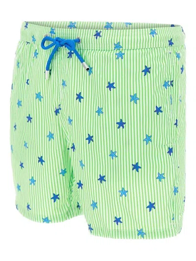 Mc2 Saint Barth Striped Star-pattern Swim Shorts In Green