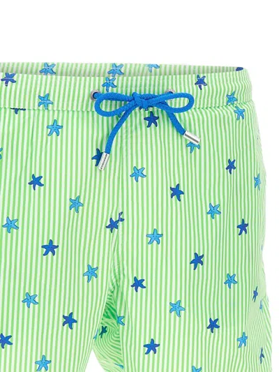 Mc2 Saint Barth Striped Star-pattern Swim Shorts In Green