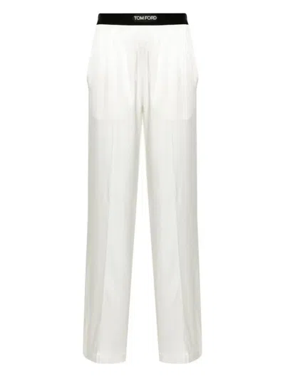 Tom Ford Primrose Liliac Silk Satin Pijama Pants In White