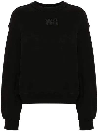 Alexander Wang Relaxed Fit Crew Sweatshirt With Puff Paint Logo In Black