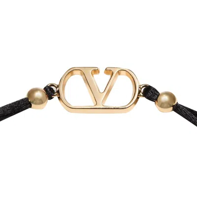 Valentino Garavani Garavani Vlogo Signature Cotton Bracelet Woman Black Uni