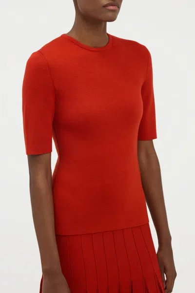 Gabriela Hearst Andrius Knit Top In Antelope Orange Merino Wool In Red