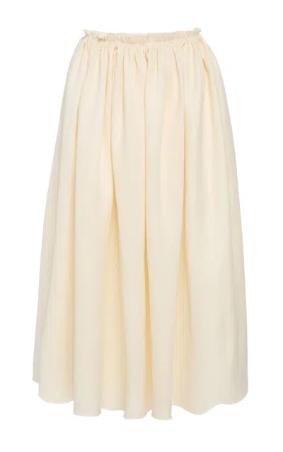 Gabriela Hearst Chiara Pleated Midi Skirt In Ivory Textured Linen In Neutral