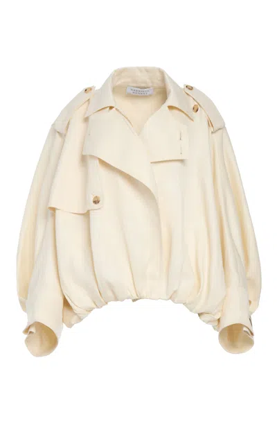 Gabriela Hearst Hunt Oversized Trench Jacket In Ivory Textured Linen In Neutral