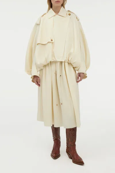 Gabriela Hearst Hunt Oversized Trench Jacket In Ivory Textured Linen In Neutral
