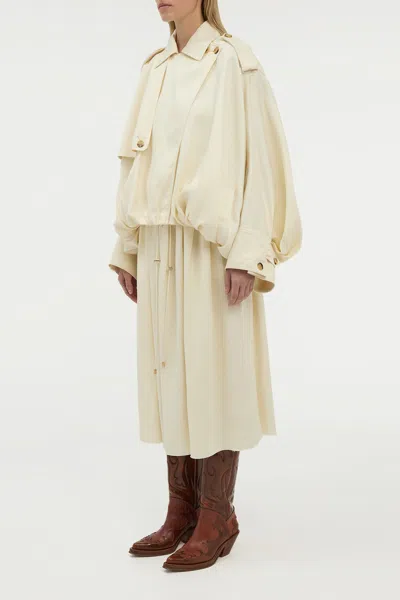Gabriela Hearst Hunt Oversized Trench Jacket In Ivory Textured Linen In Neutral