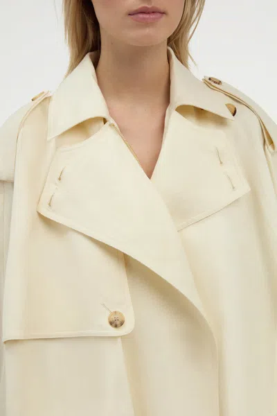 Gabriela Hearst Hunt Oversized Trench Jacket In Ivory Textured Linen In Neutral