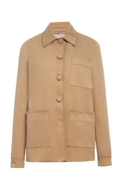 Gabriela Hearst Ulu Chore Jacket In Camel Sea Island Cotton Twill In Brown