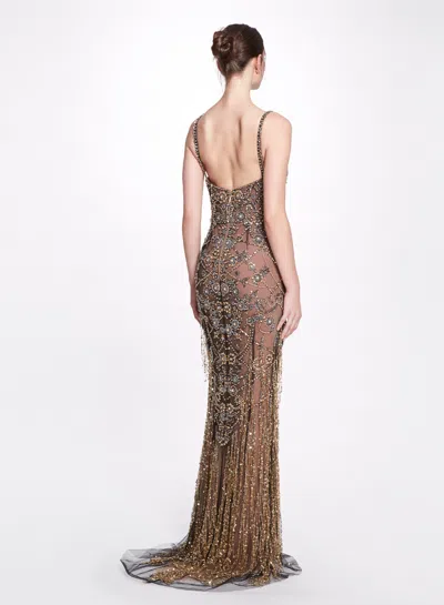 Marchesa Crystal Threadwork Gown