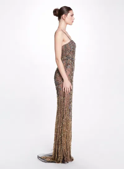 Marchesa Crystal Threadwork Gown