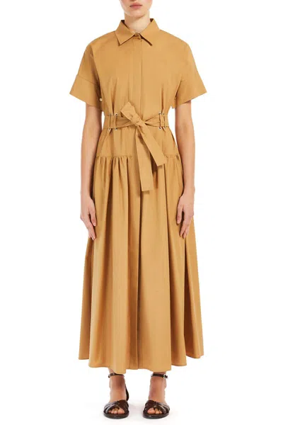 Max Mara Agoraio Cotton Poplin Shirt Dress In Nude