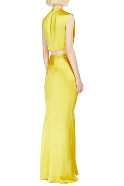 Max Mara Front Draped Dress With Metal Ring Accent In Yellow