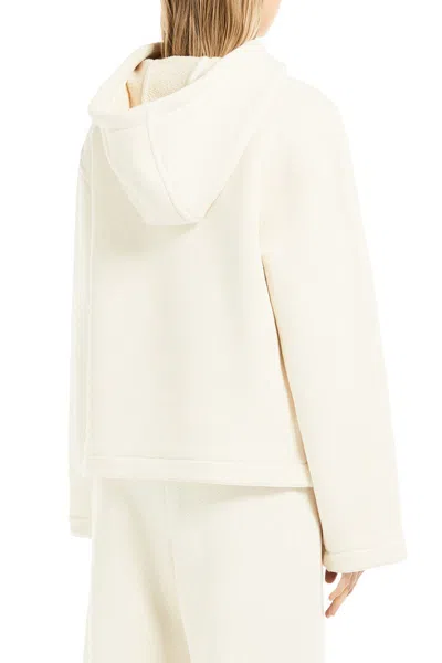 Max Mara Hooded Oversized Knitwear Ribbed Cuffs In White