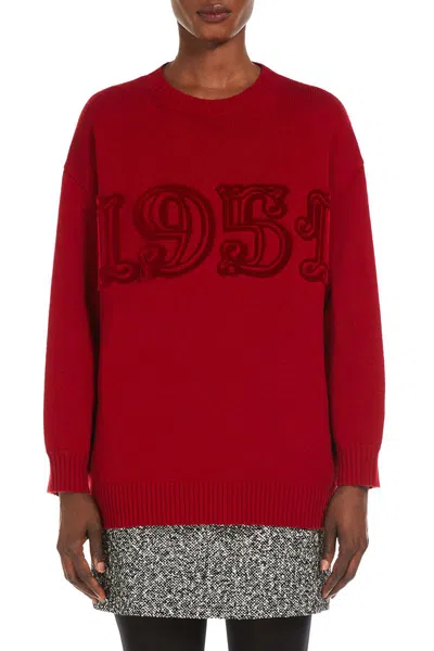 Max Mara Logo Wool And Cashmere Jumper In Red