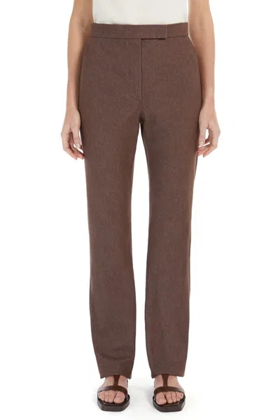 Max Mara Wide Leg High Waist Trousers With Front Crease In Brown