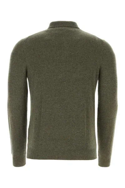 Fedeli Soft Pure Cashmere Sweater With Ribbed Collar In Green