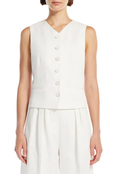 Max Mara Tailored Vest With V-neck And Tie Back In White
