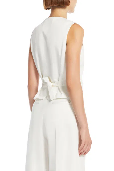 Max Mara Tailored Vest With V-neck And Tie Back In White