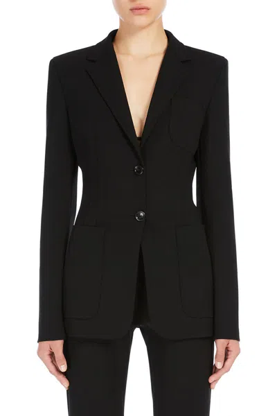 Max Mara Tailored Black Jacket With Classic Lapel In Animal Print