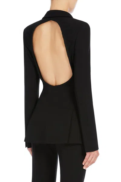 Max Mara Tailored Black Jacket With Classic Lapel In Animal Print