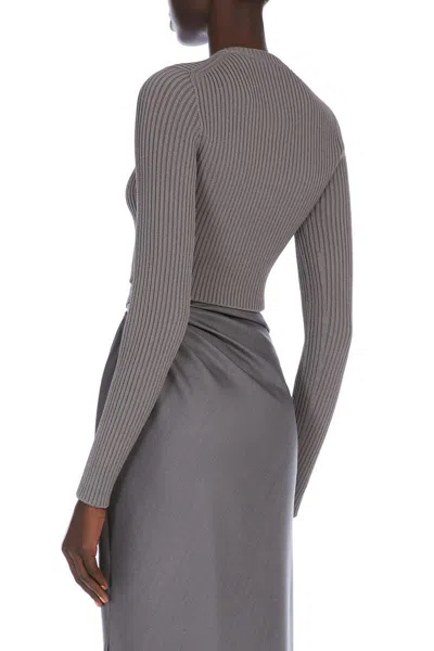Max Mara Arcella Stretch Viscose Crepe Rib Top In Gray