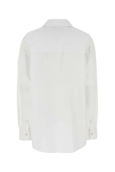 Gucci Oversize Shirt With Collared Neck And Textured Panel In White