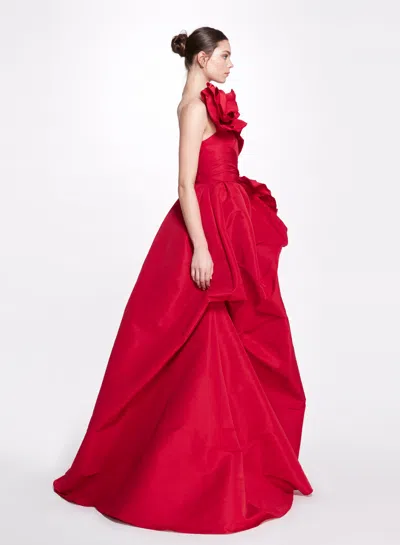 Marchesa One Shoulder Draped Ballgown