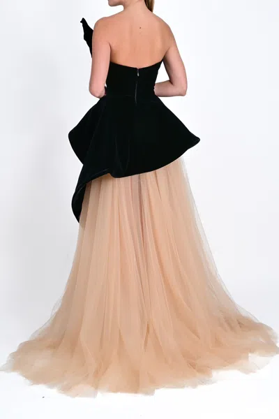 Marchesa Sculpted Peplum Gown