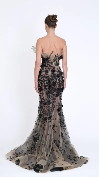 Marchesa Textured Embroidery Tulle Gown