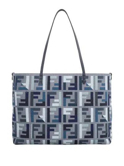 Fendi Roll Large Canvas Shopper With Ff Embroidery Bags