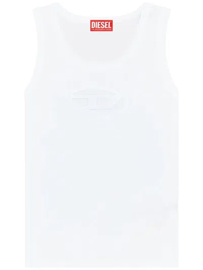 Diesel 't-lins' White Top With Oval D Logo On The Front In White