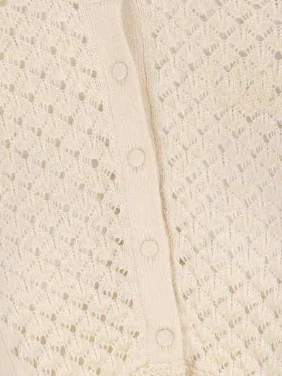 Chloé Latte-colored Crochet Cardigan In Blend In Neutral