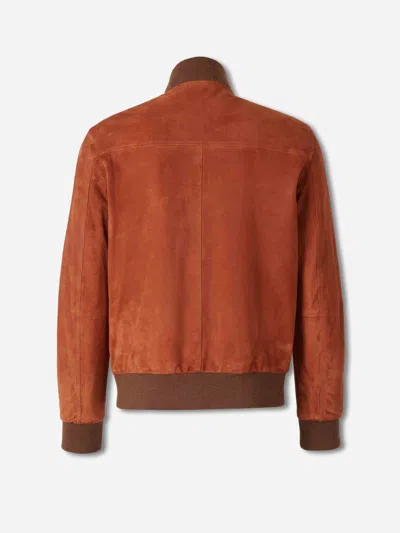 Brioni Suede Bomber Jacket In Red