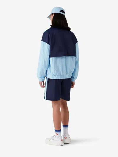 Casablanca Pinstripe Laurel Zip-up Track Jacket In Blue