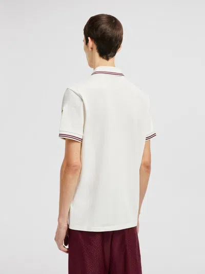 Moncler Striped Trim Polo Shirt In White