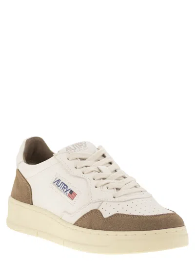 Autry Low Sneaker With Contrast Panels And Perforated Detailing In White