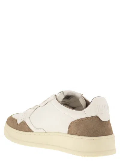Autry Low Sneaker With Contrast Panels And Perforated Detailing In White