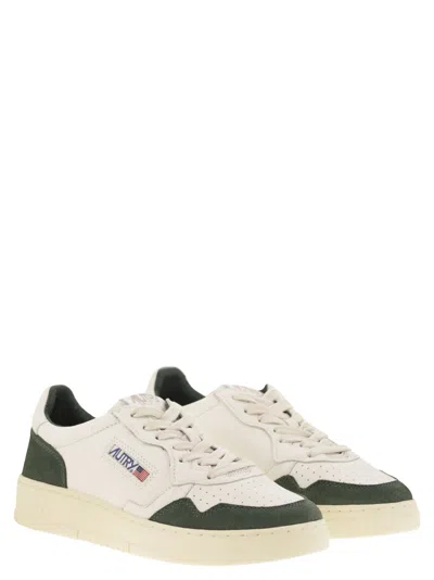 Autry Medalist Low White Leather And Suede Bottle Sneakers In White